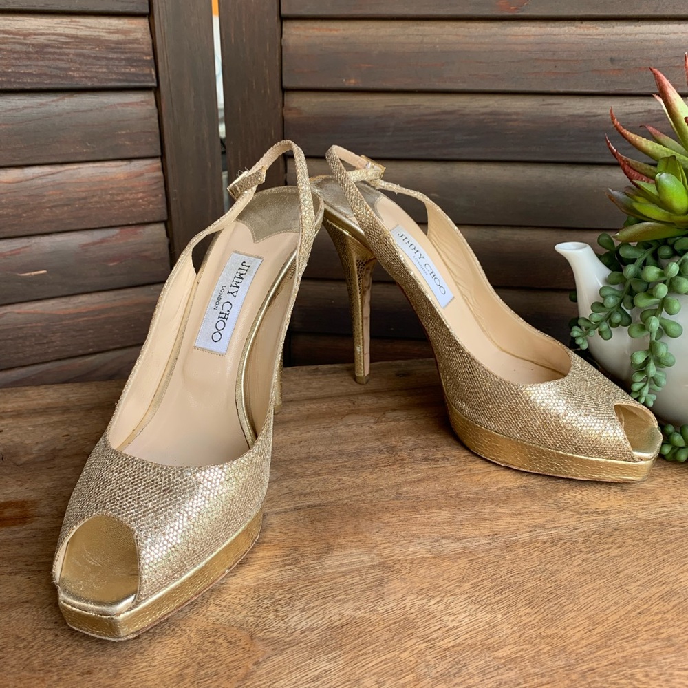 Jimmy Choo Nova Platform Peep Toe Shoes 9 - Picture 2 of 11